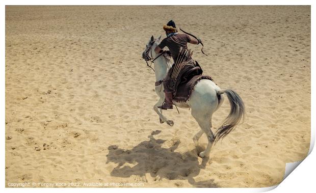 Ottoman horseman  archer riding and shooting  Print by Turgay Koca