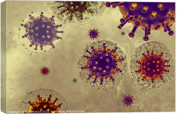 View of a virus cells or bacteria molecule infecti Canvas Print by Turgay Koca