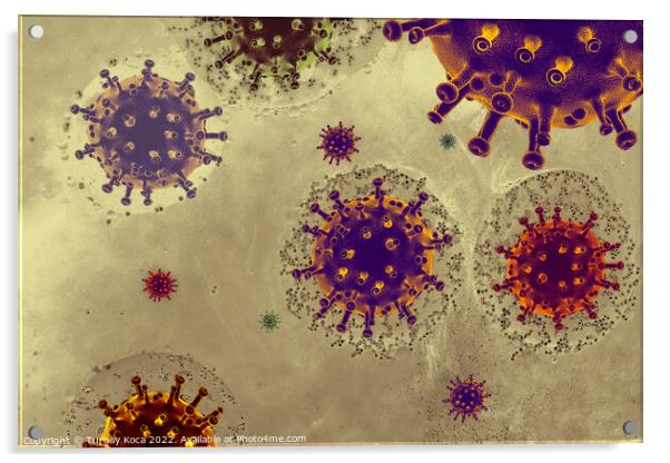 View of a virus cells or bacteria molecule infecti Acrylic by Turgay Koca