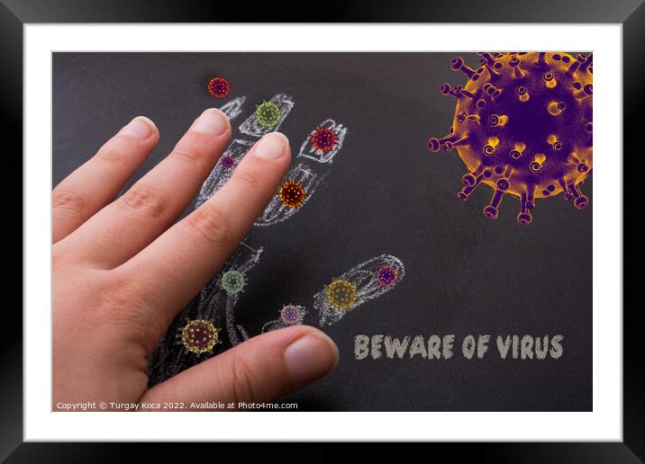 Beware of Corona Virus Covid 19 Healthcare Medical Framed Mounted Print by Turgay Koca
