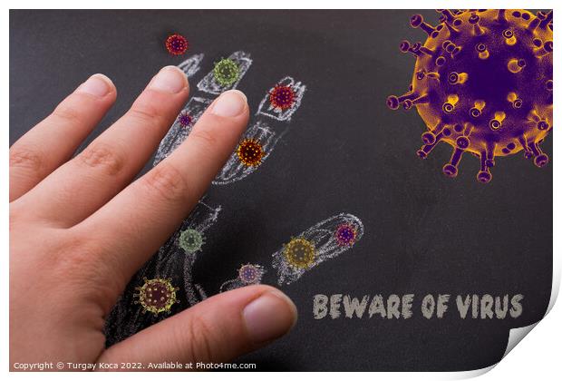 Beware of Corona Virus Covid 19 Healthcare Medical Print by Turgay Koca