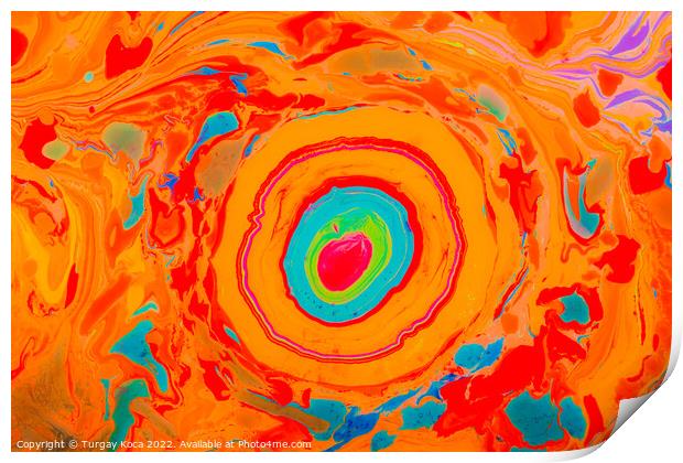 Abstract marbling art patterns as colorful background Print by Turgay Koca