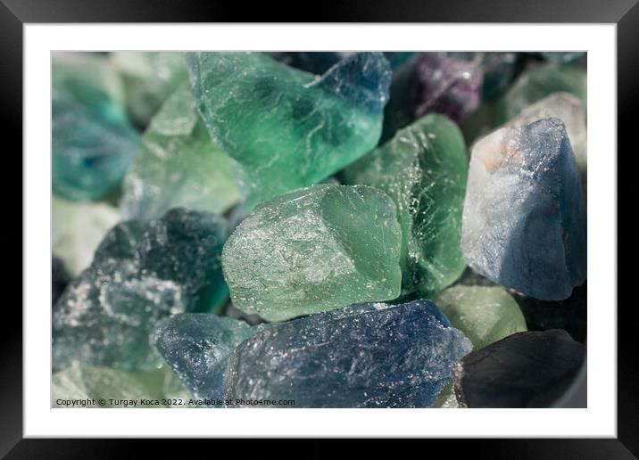 Fluorite Cabbing Rough Gems And Minerals Framed Mounted Print by Turgay Koca