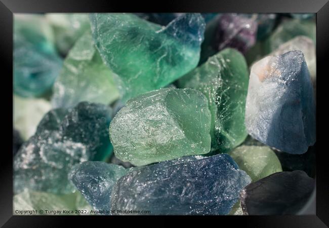 Fluorite Cabbing Rough Gems And Minerals Framed Print by Turgay Koca