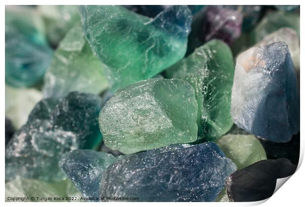 Fluorite Cabbing Rough Gems And Minerals Print by Turgay Koca