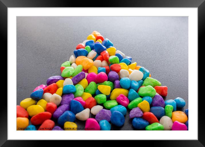 Pile of colorful pebbles as a stone background Framed Mounted Print by Turgay Koca