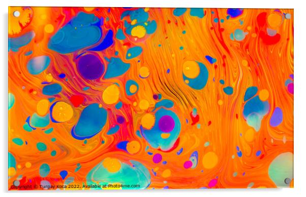 Abstract marbling art patterns  as colorful background Acrylic by Turgay Koca