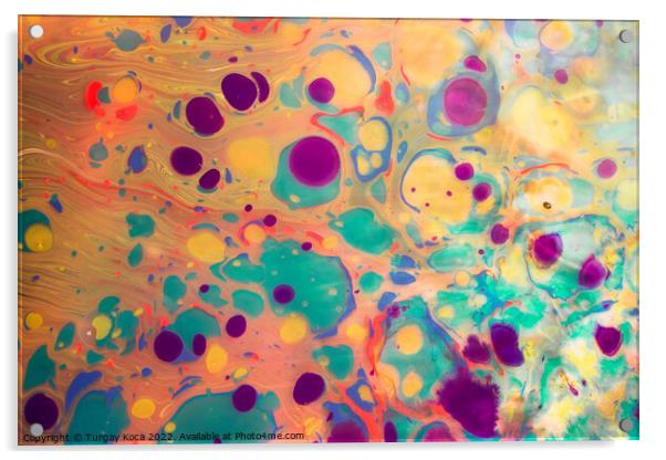 Abstract marbling art patterns  as colorful background Acrylic by Turgay Koca
