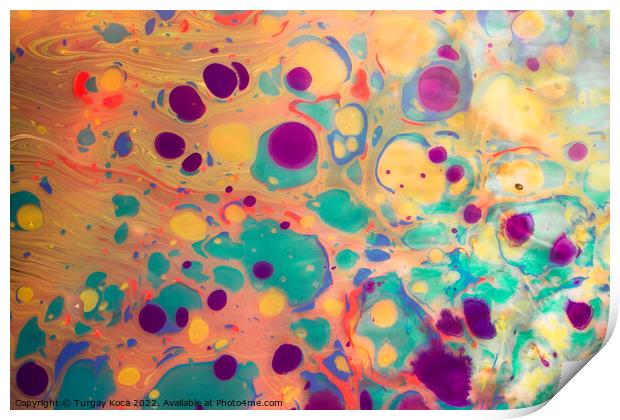 Abstract marbling art patterns  as colorful background Print by Turgay Koca