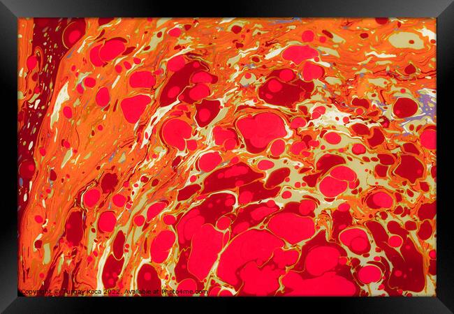 Abstract marbling art patterns as colorful background Framed Print by Turgay Koca