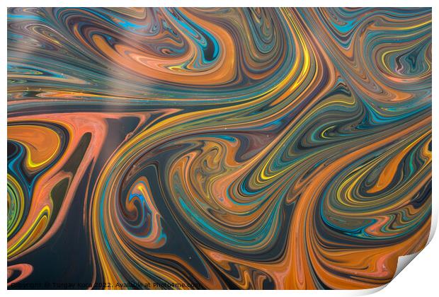 Abstract marbling art patterns as colorful background Print by Turgay Koca