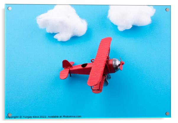 Toy airplane in sky  Acrylic by Turgay Koca