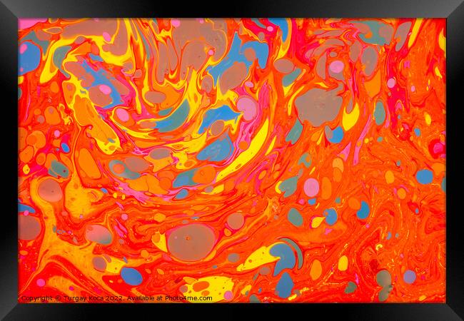 Abstract marbling art patterns as colorful backgro Framed Print by Turgay Koca