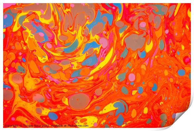 Abstract marbling art patterns as colorful backgro Print by Turgay Koca