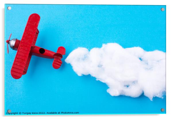 Toy airplane in sky  Acrylic by Turgay Koca