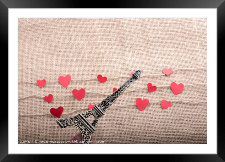  Love concept with Eiffel tower and heart shaped i Framed Mounted Print by Turgay Koca