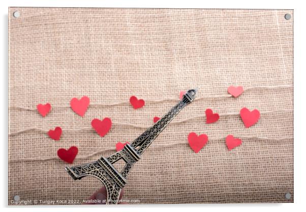  Love concept with Eiffel tower and heart shaped i Acrylic by Turgay Koca