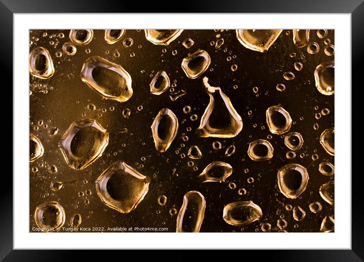 Background covered with water drops in  close-up Framed Mounted Print by Turgay Koca