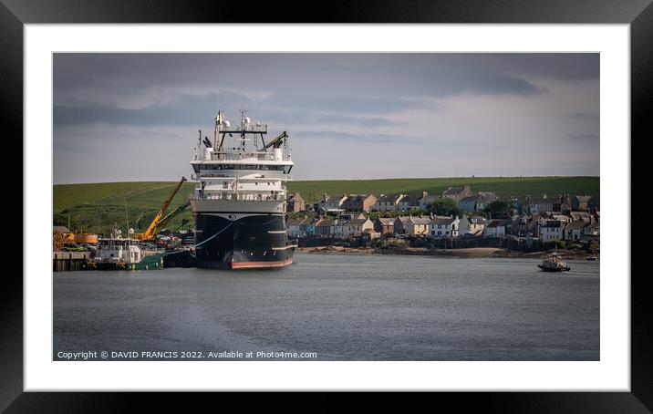 Majestic North Sea Support Vessel Framed Mounted Print by DAVID FRANCIS