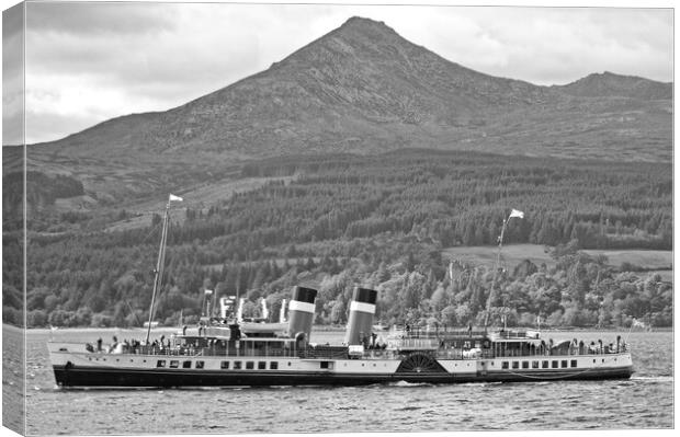 PS Waverley and Goat Fell (black&white) Canvas Print by Allan Durward Photography