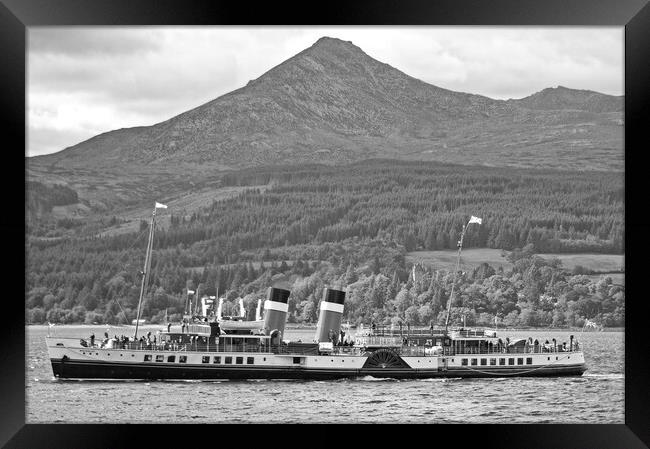 PS Waverley and Goat Fell (black&white) Framed Print by Allan Durward Photography