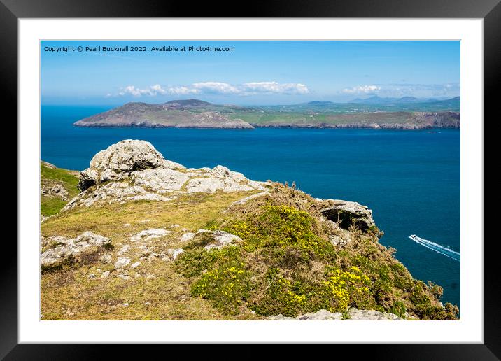 Llyn Peninsula from Bardsey Island Wales Framed Mounted Print by Pearl Bucknall