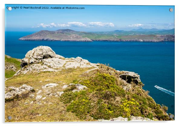 Llyn Peninsula from Bardsey Island Wales Acrylic by Pearl Bucknall