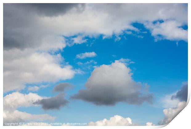White color clouds found in the  blue sky Print by Turgay Koca