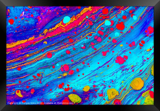 Abstract marbling art patterns as colorful background Framed Print by Turgay Koca