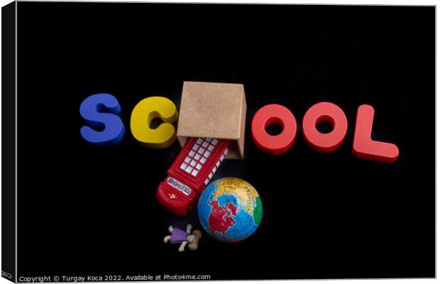 School lettering by colorful wooden letters Canvas Print by Turgay Koca