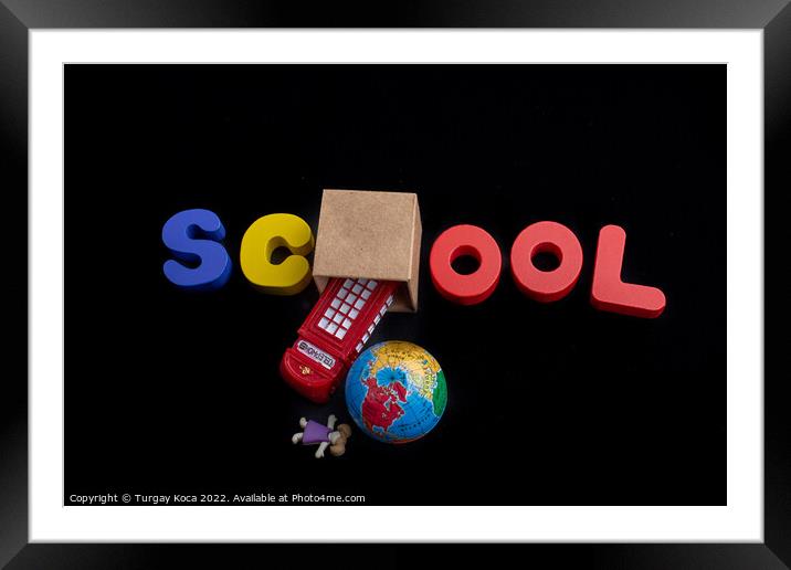 School lettering by colorful wooden letters Framed Mounted Print by Turgay Koca