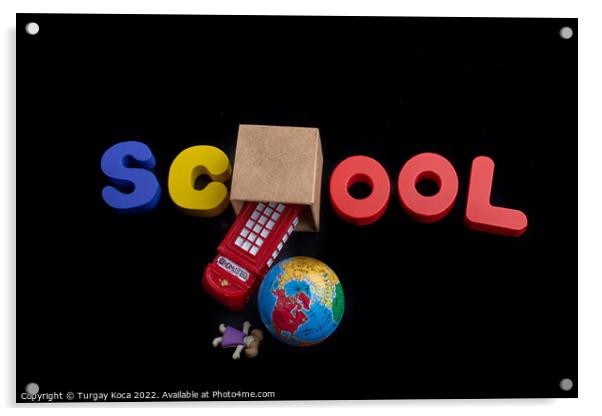 School lettering by colorful wooden letters Acrylic by Turgay Koca