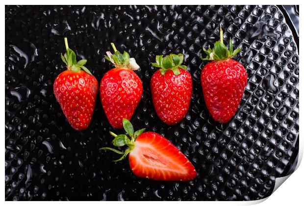 A juicy, sweet and ripe strawberry fruit Print by Turgay Koca