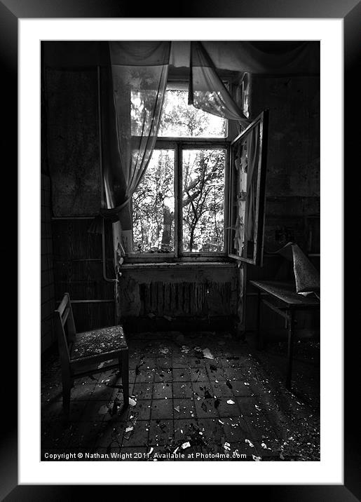 One seat in  a window Framed Mounted Print by Nathan Wright