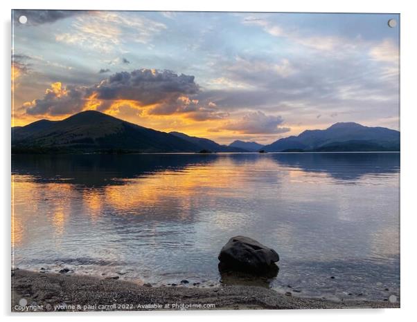 Sunset over Loch Lomond Acrylic by yvonne & paul carroll