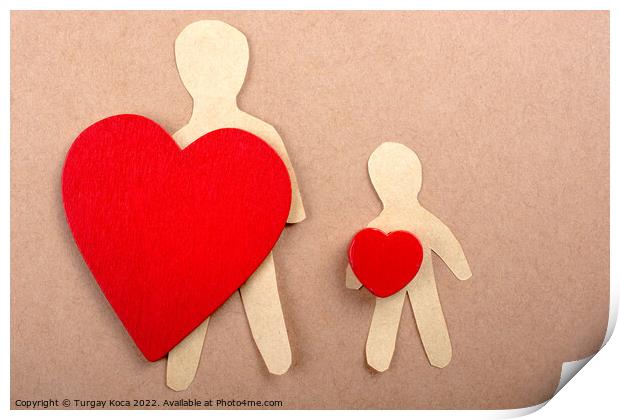  Love concept for with paper hearts and man Print by Turgay Koca