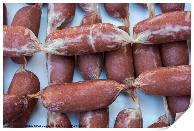 Traditional Turkish dried sausages in view Print by Turgay Koca