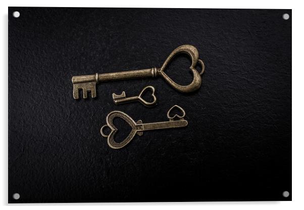 Retro style metal keys as love concept Acrylic by Turgay Koca