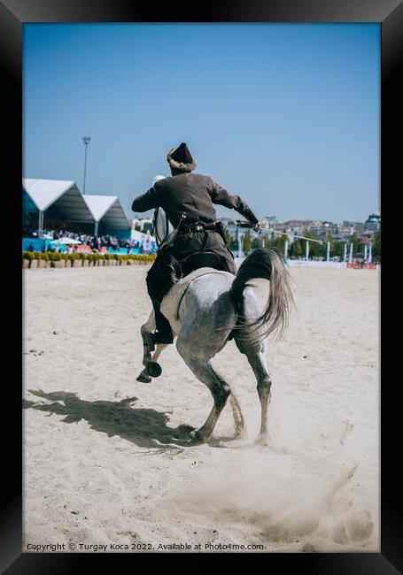 Ottoman horseman riding on his horse Framed Print by Turgay Koca