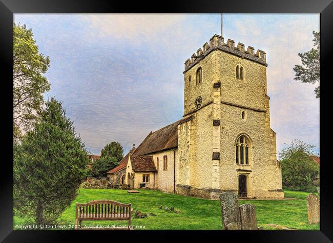 Hampstead Norreys Church Tower Framed Print by Ian Lewis
