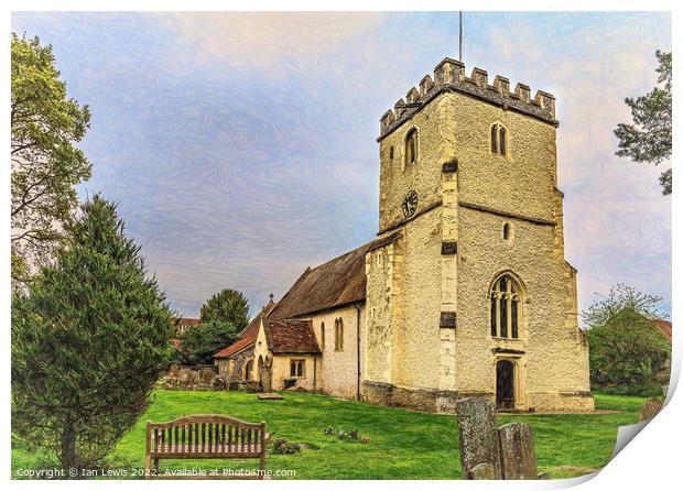 Hampstead Norreys Church Tower Print by Ian Lewis