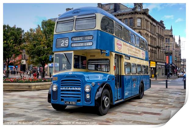 Vintage Leyland Double Decker Bus in Bradford Print by Rodney Hutchinson