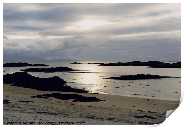 Sunset silver tones West Coast of Scotland Print by Joyce Hird