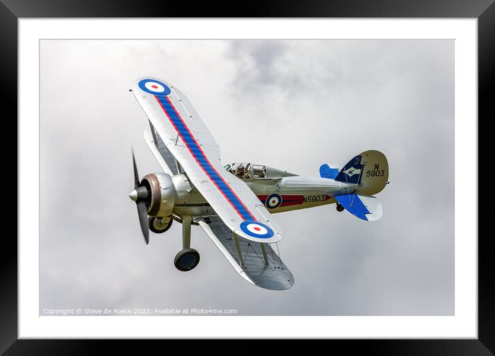 Colourful Gloster Gladiator Aircraft Framed Mounted Print by Steve de Roeck