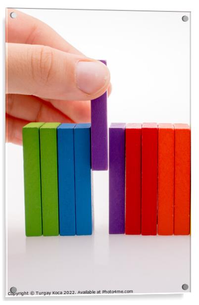 Hand holding color dominoes Acrylic by Turgay Koca