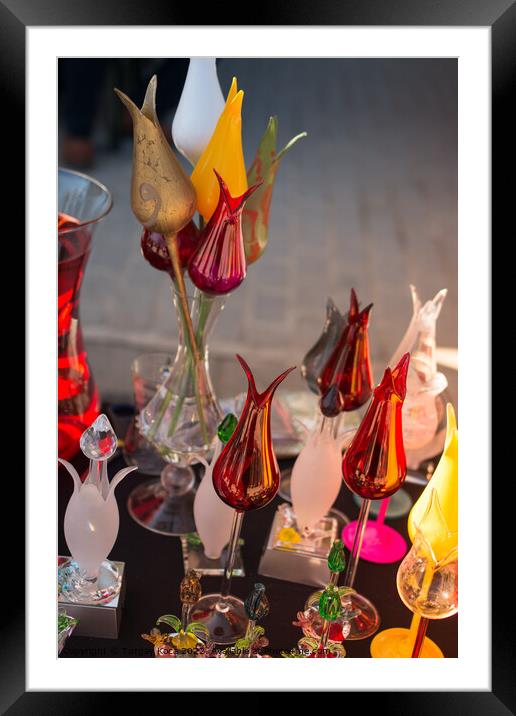 Tulip shaped handcrafts in the bazaar Framed Mounted Print by Turgay Koca