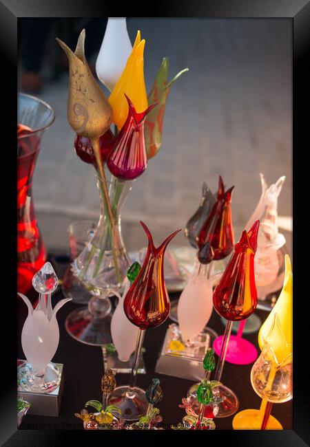 Tulip shaped handcrafts in the bazaar Framed Print by Turgay Koca