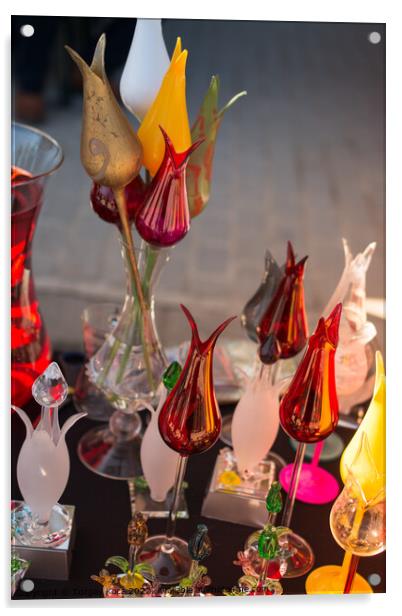 Tulip shaped handcrafts in the bazaar Acrylic by Turgay Koca