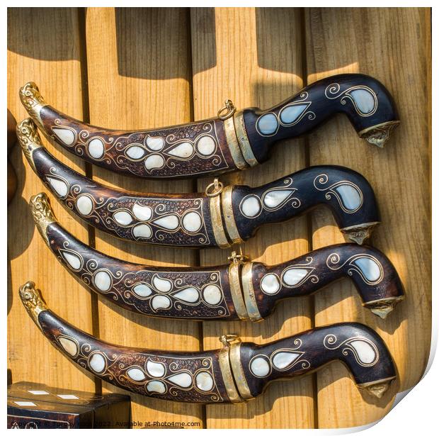 Turkish style daggers with mother of pearl inlays Print by Turgay Koca