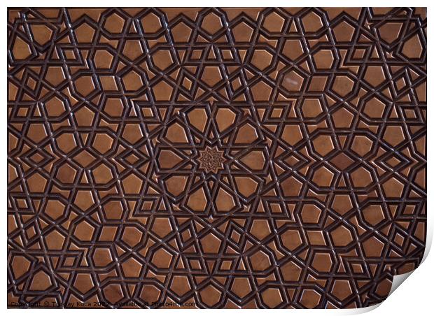 Ottoman  art with geometric patterns on wood Print by Turgay Koca